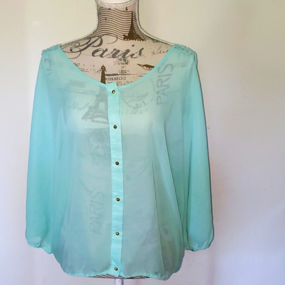 No Boundaries Sheer Open Sleeve Blouse